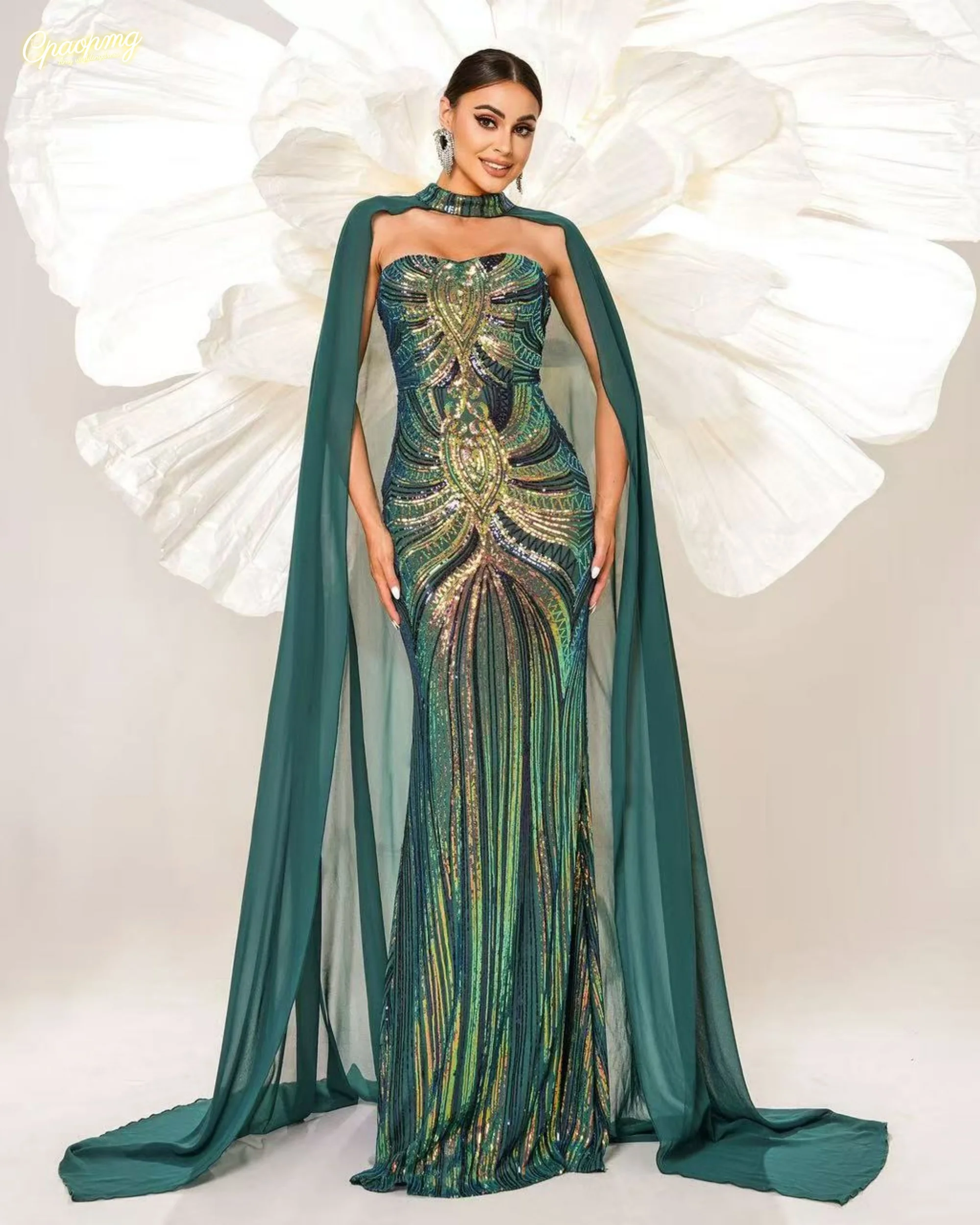 Customized Green Elegant Shawl Floor Length Dress Sequin Mermaid Evening Formal Occasion Wedding Birthday Party Cocktail Dress
Customized Green Elegant Shawl Floor Length Dress Sequin Mermaid Evening Formal Occasion Wedding Birthday Party Cocktail Dress