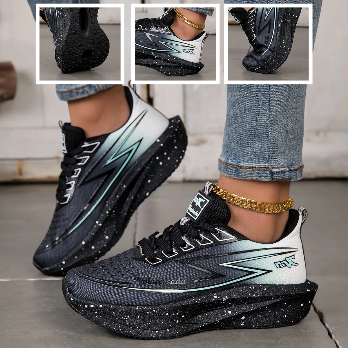 Women Gradient Lightning Print Running Sneakers Breathable Flying Weave Mesh Light Cushion Non Slip Shock Absorb Athletic Gym Jogging Sport Shoes
Women Gradient Lightning Print Running Sneakers Breathable Flying Weave Mesh Light Cushion Non Slip Shock Absorb Athletic Gym Jogging Sport Shoes