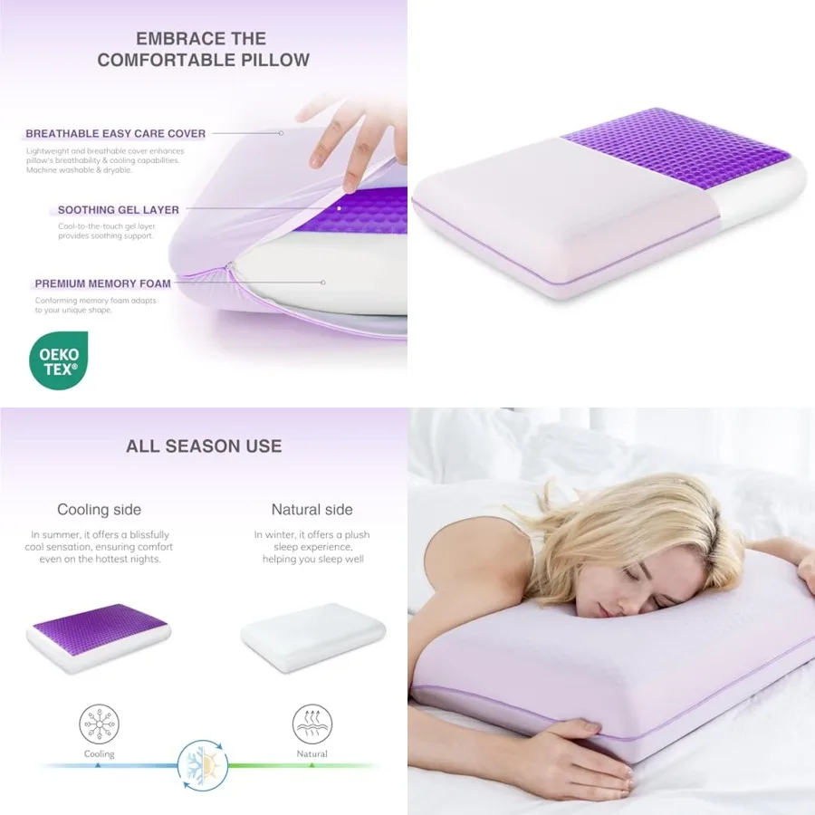 Cooling Gel Memory Foam Pillow - Reversible Cooling Cover, Neck Support for Side, Back and Stomach Sleepers, Removable Machine
Cooling Gel Memory Foam Pillow - Reversible Cooling Cover, Neck Support for Side, Back and Stomach Sleepers, Removable Machine