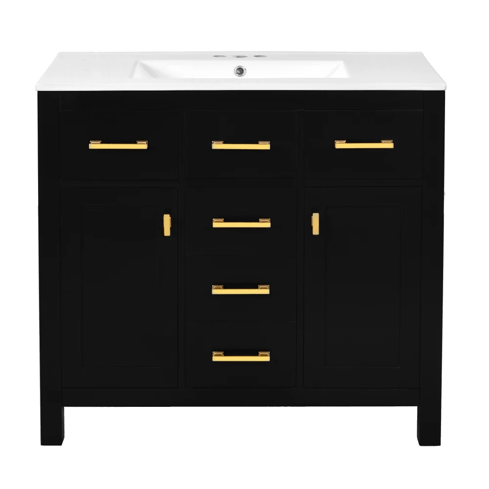 36 inch bathroom with ceramic sink combination set, standalone single bathroom cabinet with 4 drawers and 2 cabinets
36 inch bathroom with ceramic sink combination set, standalone single bathroom cabinet with 4 drawers and 2 cabinets