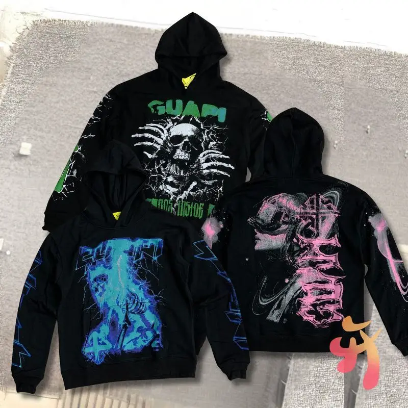 Толстовка с капюшоном GUAPI в американском стиле ретро, молния, череп, ребристый принт, крестообразный крючок, винтажные черные толстовки с капюшоном, свободные толстовки для мужчин и женщин
Толстовка с капюшоном GUAPI в американском стиле ретро, молния, череп, ребристый принт, крестообразный крючок, винтажные черные толстовки с капюшоном, свободные толстовки для мужчин и женщин