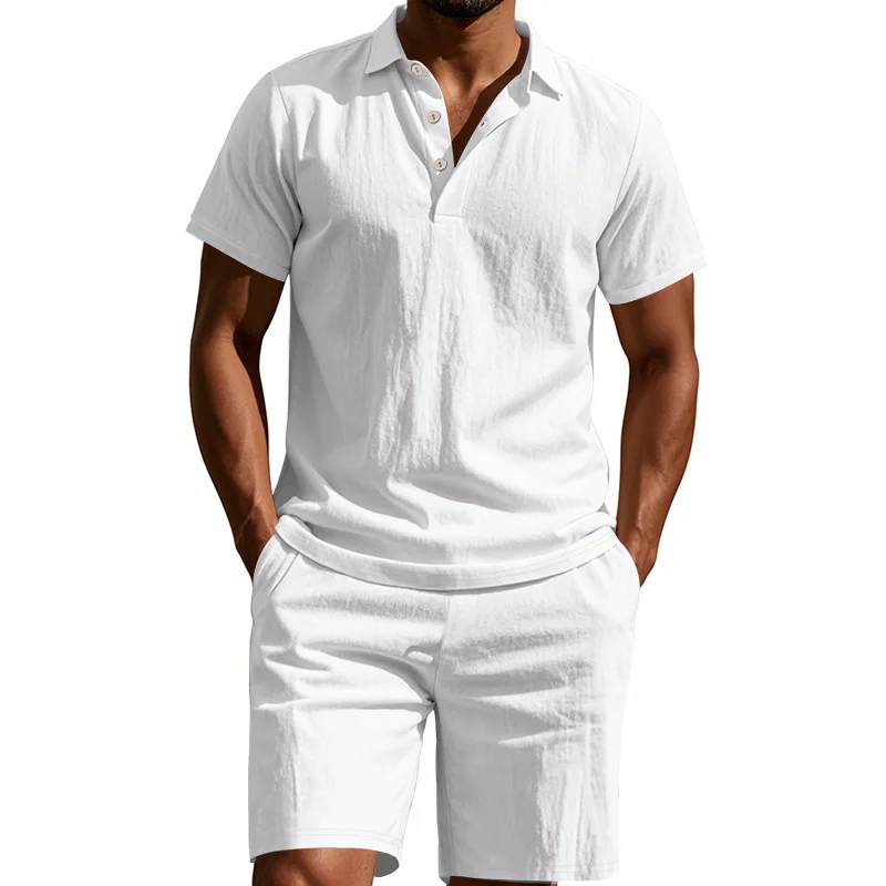 2025 Summer New Comfortable Linen Men Short Sleeved Shorts Two-piece Set Casual Collar Polo Shirt Beach Shorts Male Sets
2025 Summer New Comfortable Linen Men Short Sleeved Shorts Two-piece Set Casual Collar Polo Shirt Beach Shorts Male Sets