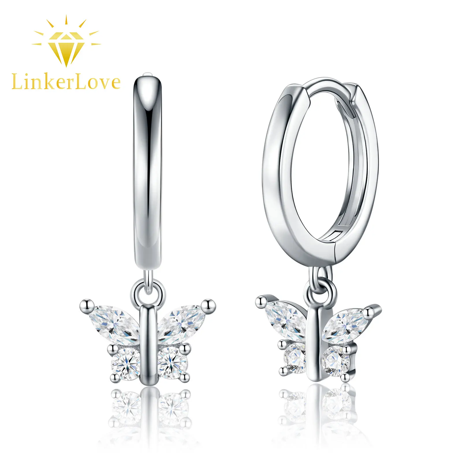 LinkerLove S925 Silver Moissanite Butterfly Dangle Hoop Earrings for Women Fine Jewelry Butterfly Pendant Earrings Wedding Gift
LinkerLove S925 Silver Moissanite Butterfly Dangle Hoop Earrings for Women Fine Jewelry Butterfly Pendant Earrings Wedding Gift