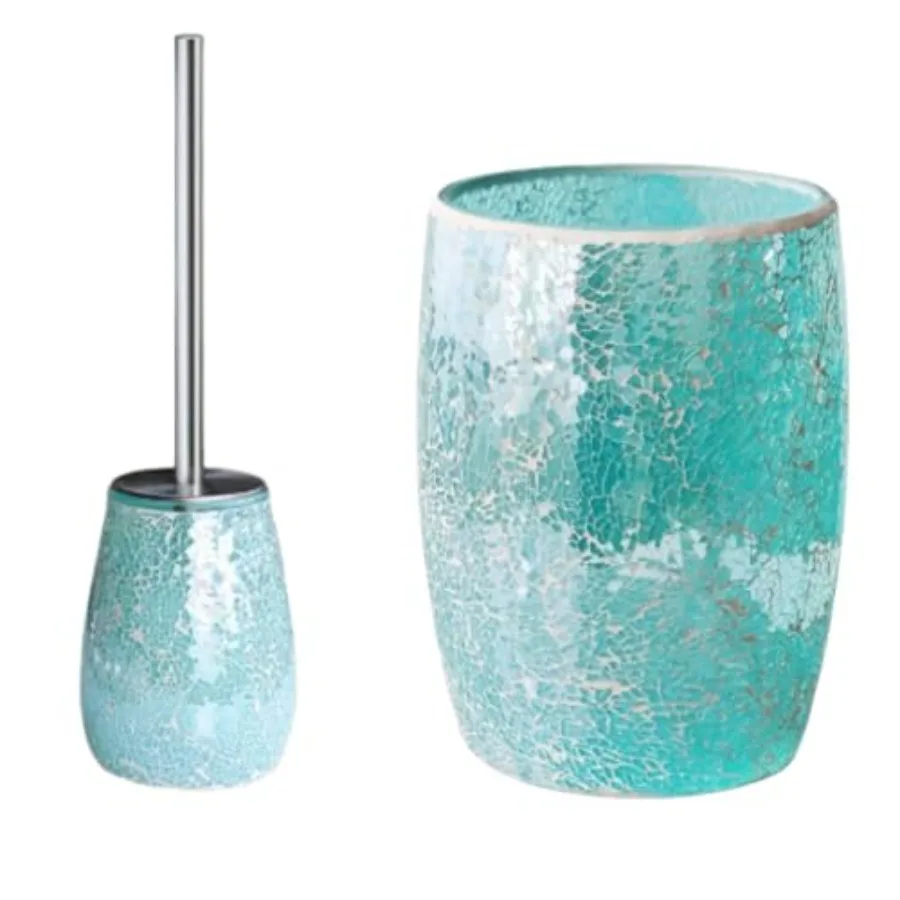 Modern Toilet Brush Holder and Small Trash Can Luxury Mosaic Glass Decorative Turquoise Bathroom Accessories
Modern Toilet Brush Holder and Small Trash Can Luxury Mosaic Glass Decorative Turquoise Bathroom Accessories