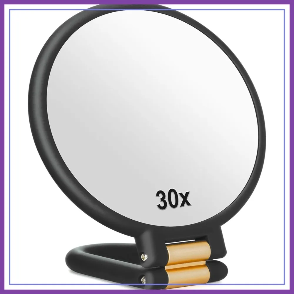 30x Magnifying Mirror, Travel Handheld Double Sided Mirror with Adjustable Handle/Stand, Foldable for Makeup (Black)
30x Magnifying Mirror, Travel Handheld Double Sided Mirror with Adjustable Handle/Stand, Foldable for Makeup (Black)