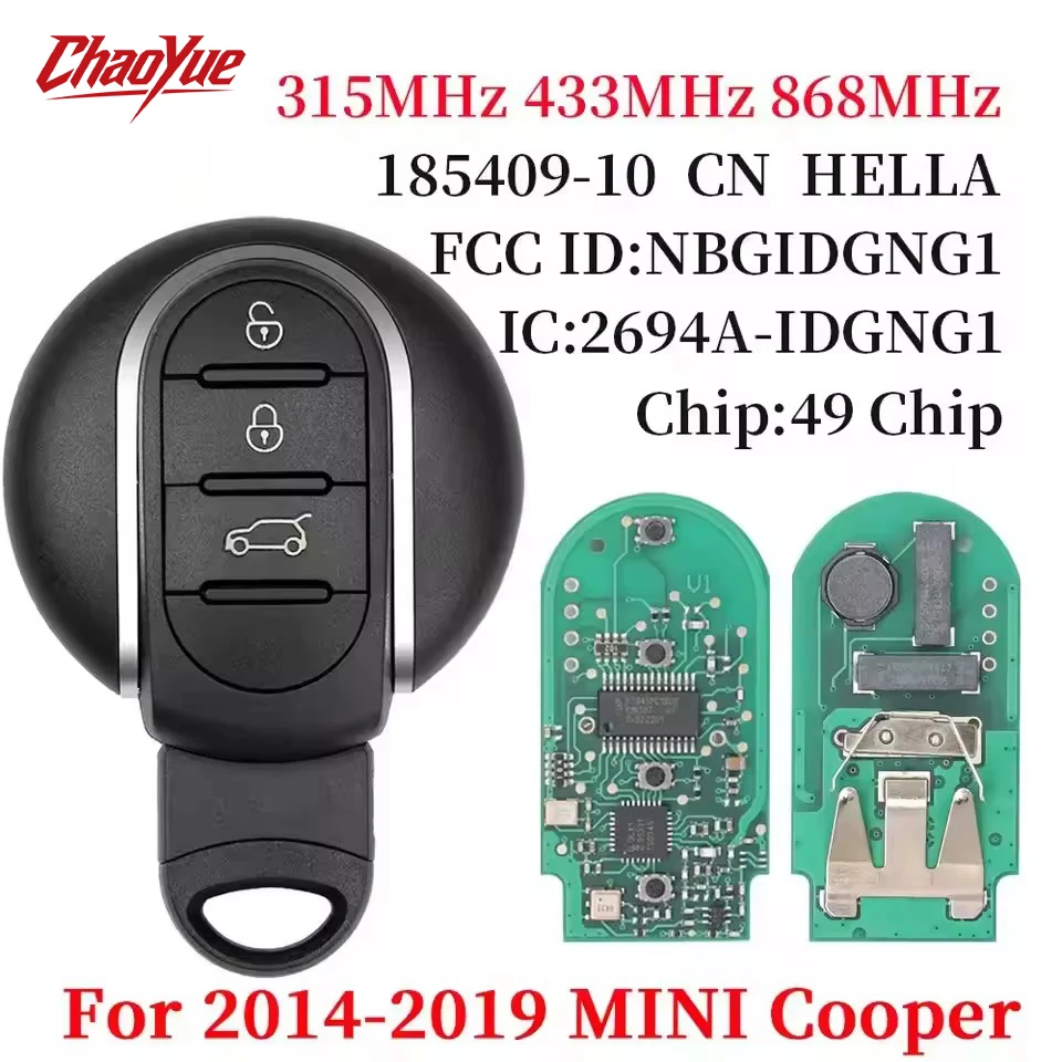 ChaoYue NBGIDGNG1 315/433/868MHz 49Chip Keyless Smart Remote Card Key for BMW Mini Cooper Countryman Clubman F54 F55 F56 F57 F60
ChaoYue NBGIDGNG1 315/433/868MHz 49Chip Keyless Smart Remote Card Key for BMW Mini Cooper Countryman Clubman F54 F55 F56 F57 F60