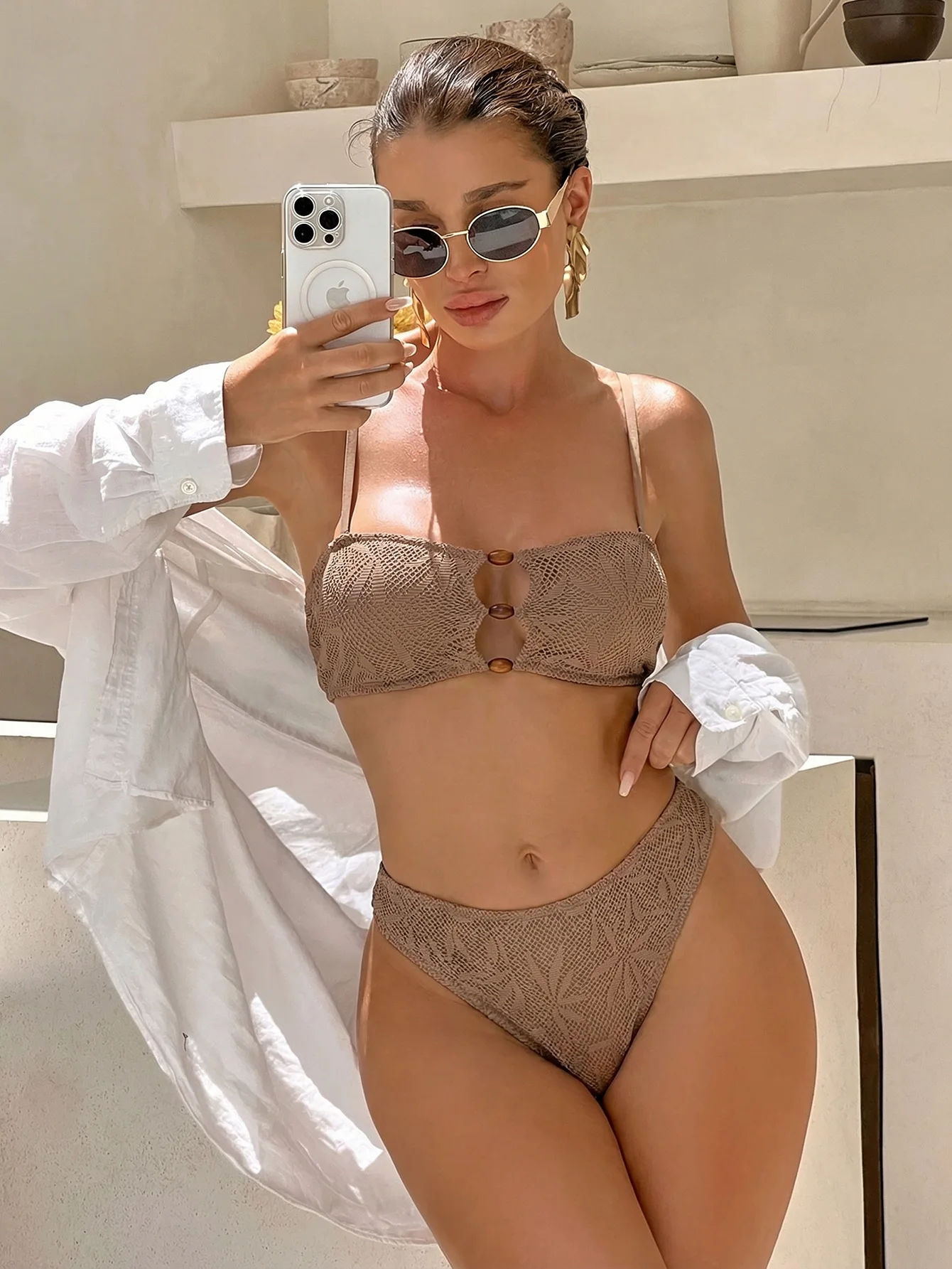 2026 Brown Leaf Fishing Net Bandeau Bikinis Sets Front Hollow Out Sexy Swimsuit Woman Bead Swimwear Bathing Suit Bikini De Mujer
2026 Brown Leaf Fishing Net Bandeau Bikinis Sets Front Hollow Out Sexy Swimsuit Woman Bead Swimwear Bathing Suit Bikini De Mujer