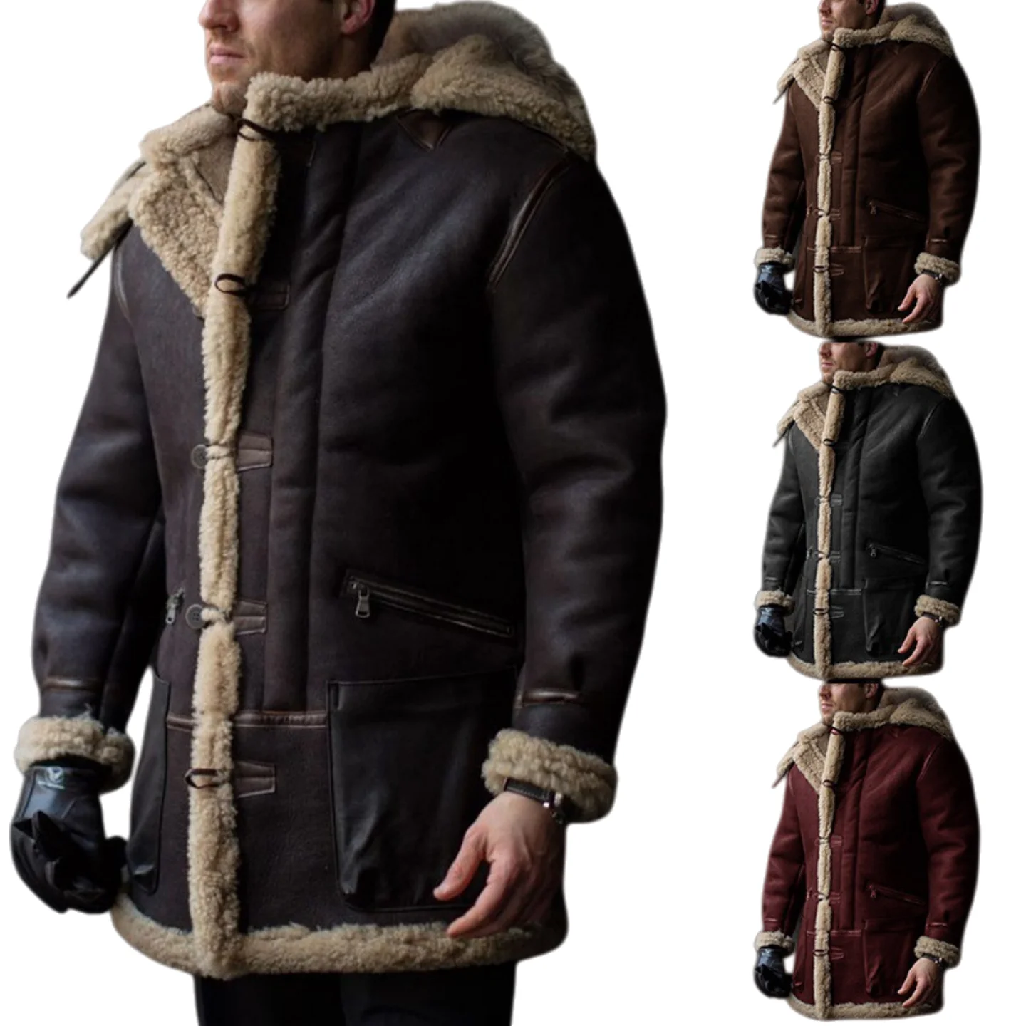 Thickened Leather Jacket Men's Autumn Winter Casual Style Hat Integrated Fur Collar Long Coat Jacket Warm Stylish Outerwear
Thickened Leather Jacket Men's Autumn Winter Casual Style Hat Integrated Fur Collar Long Coat Jacket Warm Stylish Outerwear