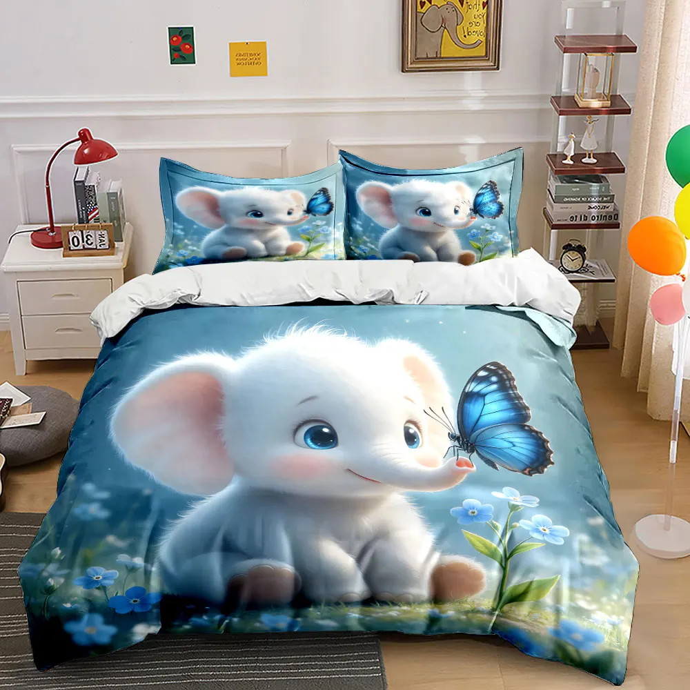 Cute little elephant and blue butterfly Bedding Set for Kids Luxury Gift 3pcs Digital Print Comforter Set Soft Comfortable
Cute little elephant and blue butterfly Bedding Set for Kids Luxury Gift 3pcs Digital Print Comforter Set Soft Comfortable