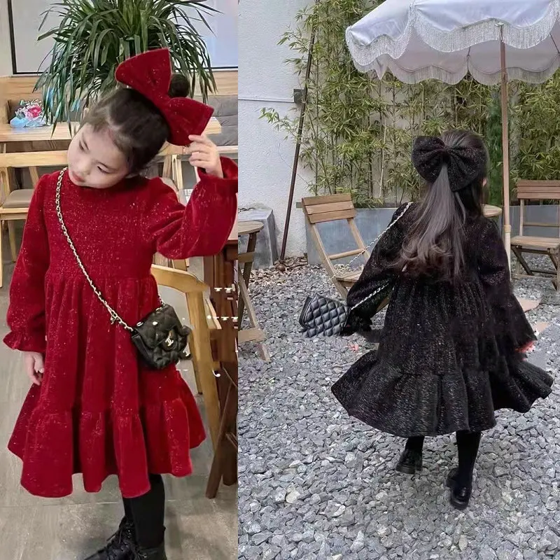Christmas New Year Girls' Dress Velvet Thickened Bowknot Princess Dress25New Winter Fashion
Christmas New Year Girls' Dress Velvet Thickened Bowknot Princess Dress25New Winter Fashion