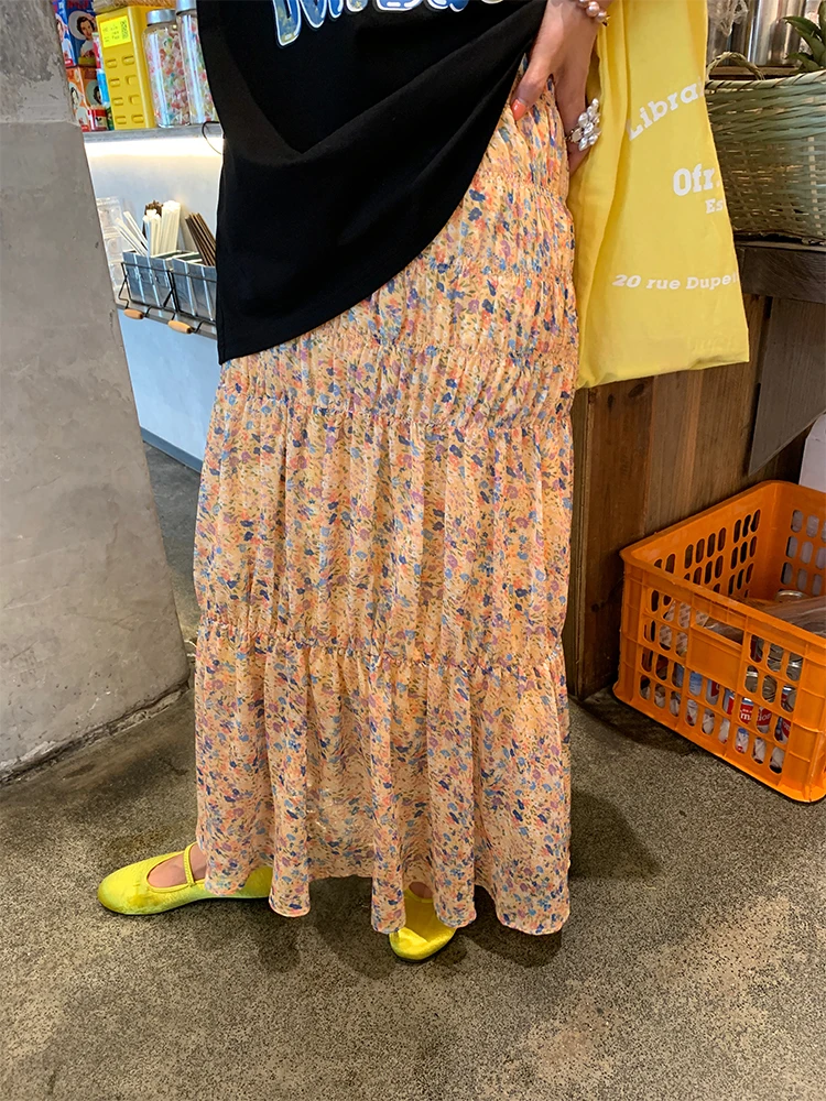Floral Chiffon f-length Skirt Women's Elastic Waist Slimming A-line Korean Sle Commute Polyester Mid-length Summer
Floral Chiffon f-length Skirt Women's Elastic Waist Slimming A-line Korean Sle Commute Polyester Mid-length Summer