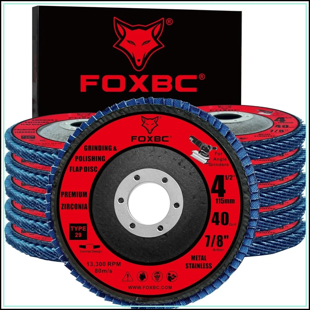 4 1/2 inch Flap Disc 40 Grit for Angle Grinder, Type 29, Premium Zirconium for Metal Grinding and Polishing, 10 Pack
4 1/2 inch Flap Disc 40 Grit for Angle Grinder, Type 29, Premium Zirconium for Metal Grinding and Polishing, 10 Pack