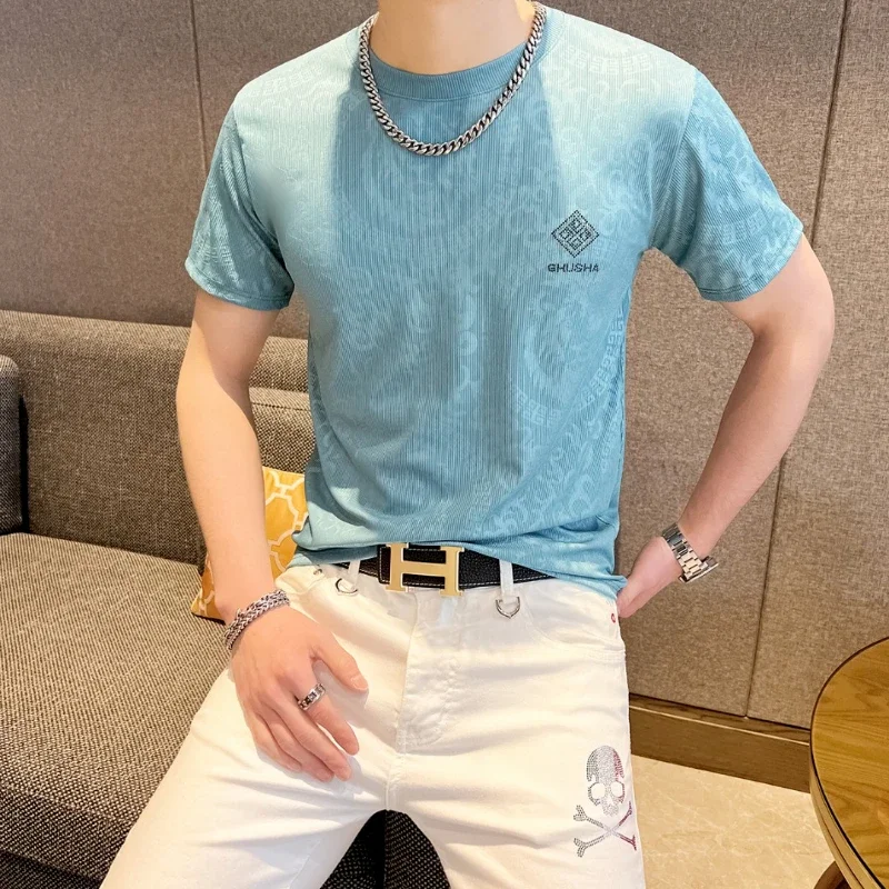 LIBIELIY Trend Fashion Summer New Thin Men Solid O-Neck Ice Silk Jacquard Weave Diamonds Casual Short Sleeve Loose Pullovers T-s
LIBIELIY Trend Fashion Summer New Thin Men Solid O-Neck Ice Silk Jacquard Weave Diamonds Casual Short Sleeve Loose Pullovers T-s