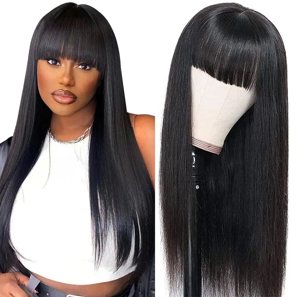 Alimice Straight Human Hair Wigs with Bangs None Lace Wigs for Black Women 100% Unprocessed Brazilian Virgin Human Hair Wigs
Alimice Straight Human Hair Wigs with Bangs None Lace Wigs for Black Women 100% Unprocessed Brazilian Virgin Human Hair Wigs