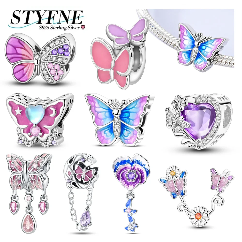 Charm 925 Silver Pink Purple Blue Butterflies Beads Charms Fit Bracelet Necklace DIY Jewelry Women Birthday Party Gift
Charm 925 Silver Pink Purple Blue Butterflies Beads Charms Fit Bracelet Necklace DIY Jewelry Women Birthday Party Gift