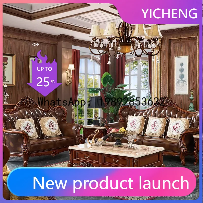 Hys genuine leather sofa - top grain leather, vintage solid wood carvings, living room & villa furniture
Hys genuine leather sofa - top grain leather, vintage solid wood carvings, living room & villa furniture