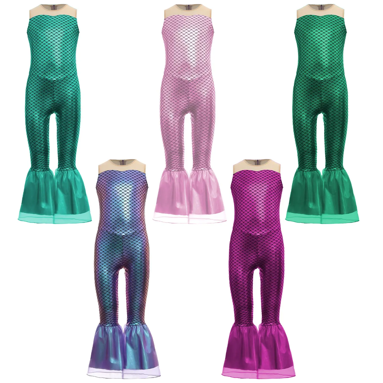 Girls Mermaid Cosplay Costume Jazz Figure Skating Dresses Sleeveless Fish Scales Print Jumpsuit Halloween Party Dress-up Costume
Girls Mermaid Cosplay Costume Jazz Figure Skating Dresses Sleeveless Fish Scales Print Jumpsuit Halloween Party Dress-up Costume