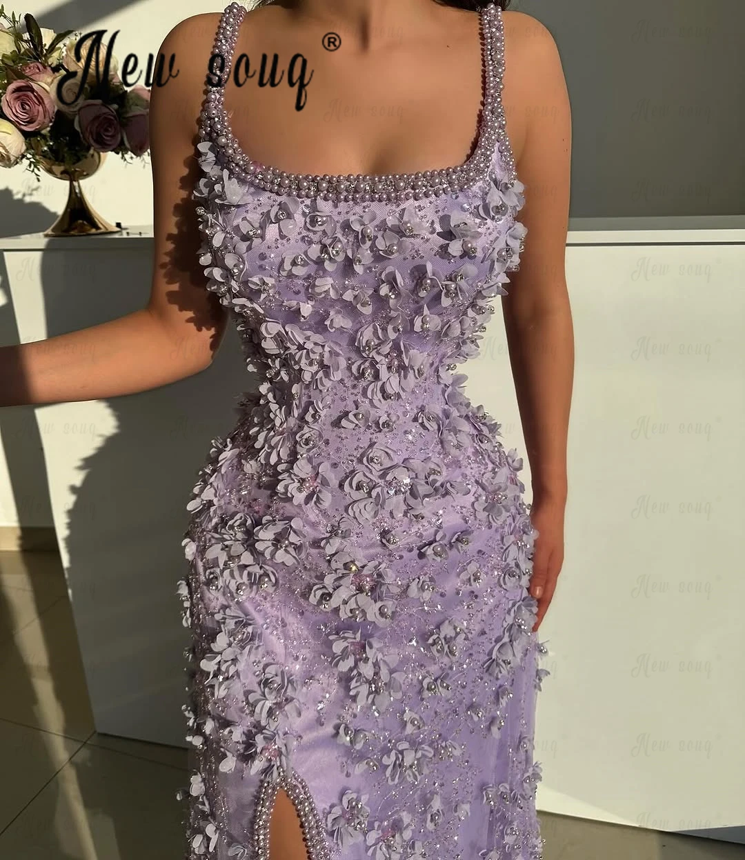 Sleeveless Lilac Long Party Dress Square Neck Side Split Homecoming Prom Gowns 3D Flowers Wedding Engagement Dress Customized
Sleeveless Lilac Long Party Dress Square Neck Side Split Homecoming Prom Gowns 3D Flowers Wedding Engagement Dress Customized