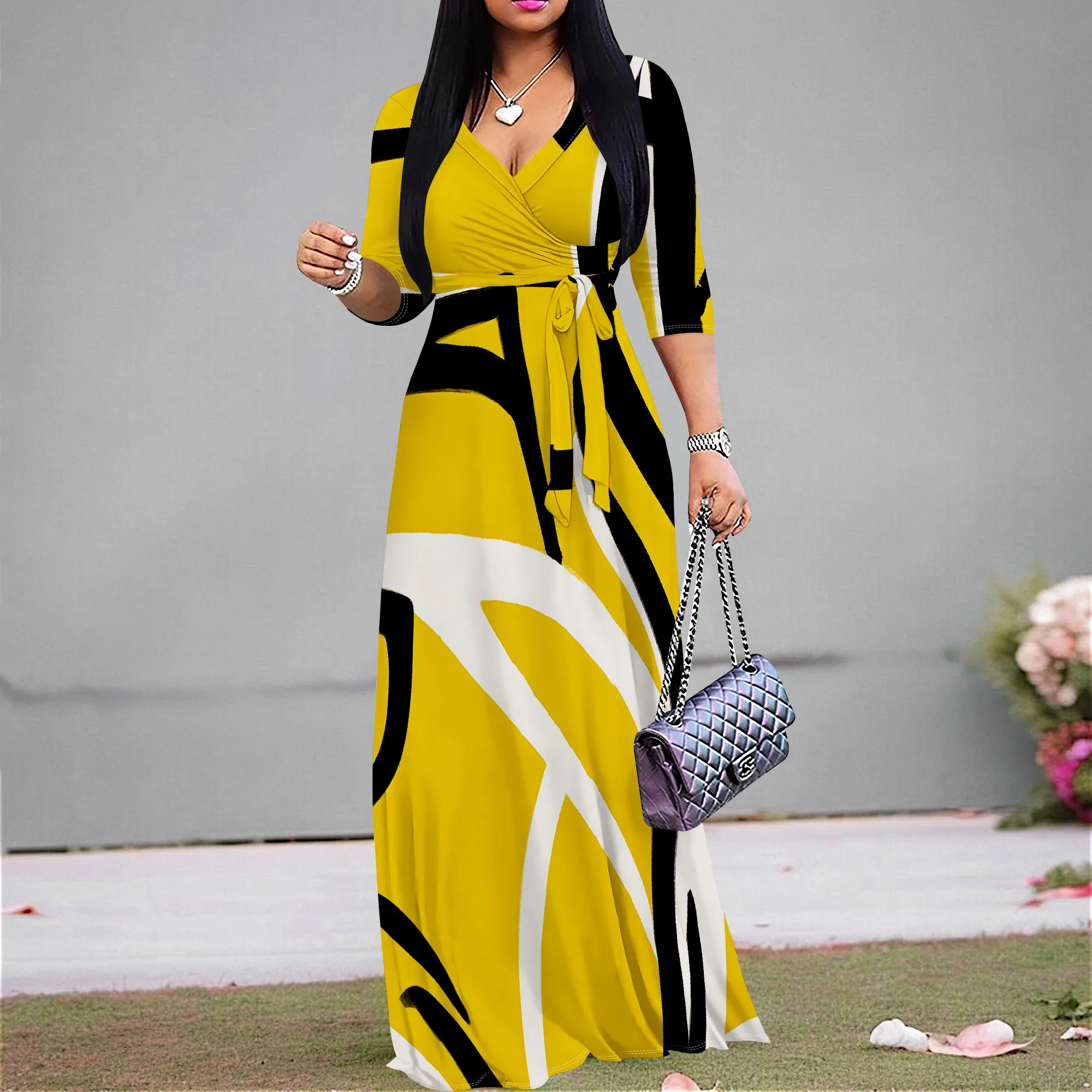 Women's Yellow Abstract Print Wrap V-Neck Dress 2025 New Arrival Casual Chic Dress S-3XL
Women's Yellow Abstract Print Wrap V-Neck Dress 2025 New Arrival Casual Chic Dress S-3XL