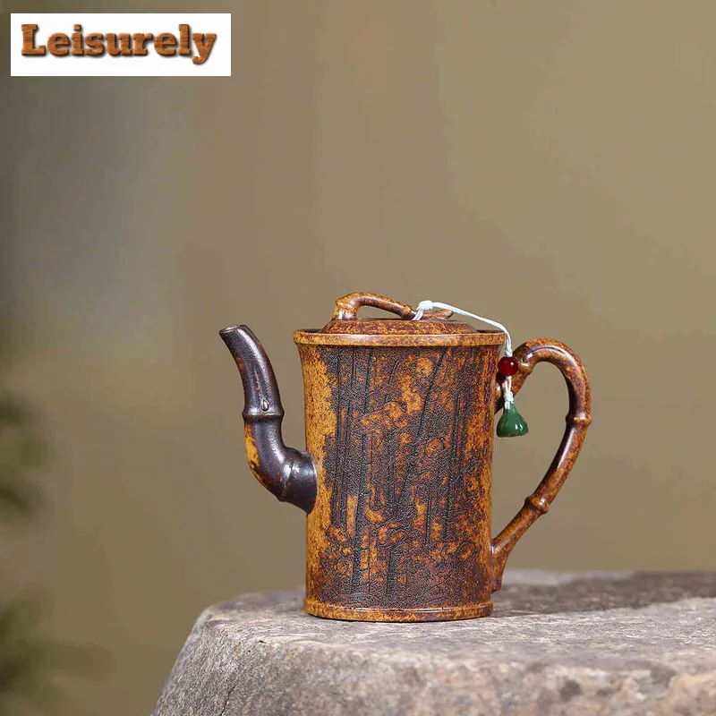 330ml Yixing Purple Clay Teapots Handmade High Bamboo Joint Pot Raw Ore The Keel Gold Sand Mud Kettle With Strainer Zisha Teaset
330ml Yixing Purple Clay Teapots Handmade High Bamboo Joint Pot Raw Ore The Keel Gold Sand Mud Kettle With Strainer Zisha Teaset