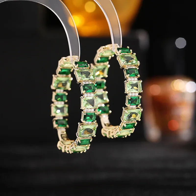 Chic Light Green Emerald CZ Rectangle Stones Hoop Earrings Round Circle Jewelry
Chic Light Green Emerald CZ Rectangle Stones Hoop Earrings Round Circle Jewelry