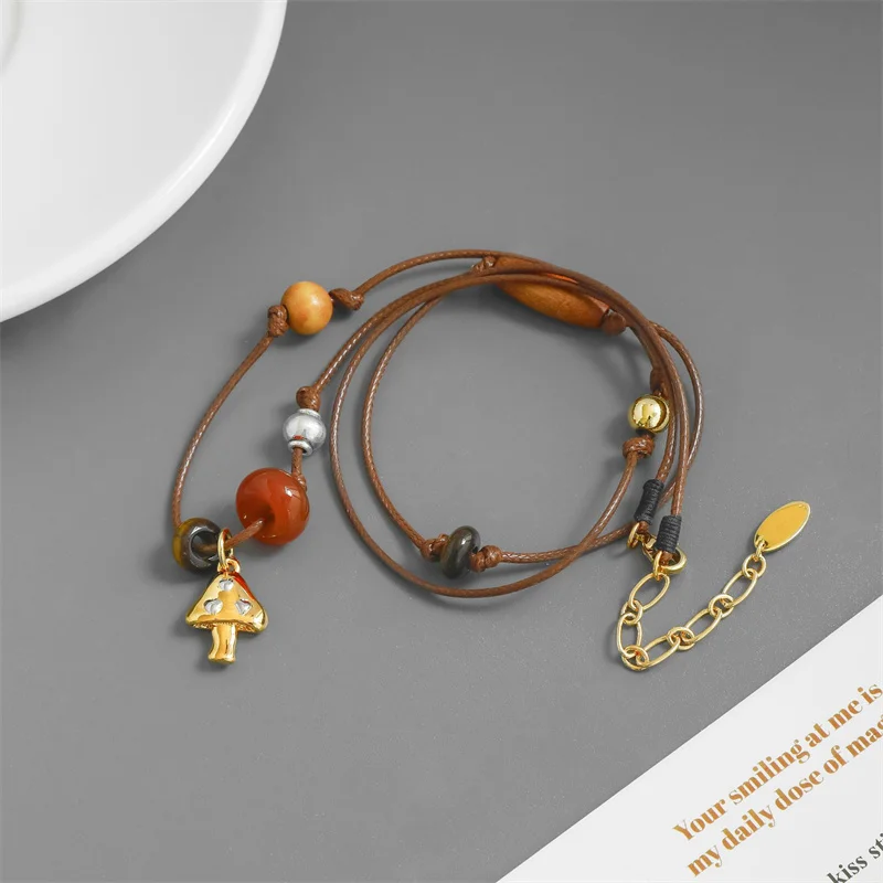 Vintage Ethnic style Wooden Bead Woven Rope Mushroom Necklace for Women's Fashion Travel Vacation All-match Collarbone Chain
Vintage Ethnic style Wooden Bead Woven Rope Mushroom Necklace for Women's Fashion Travel Vacation All-match Collarbone Chain