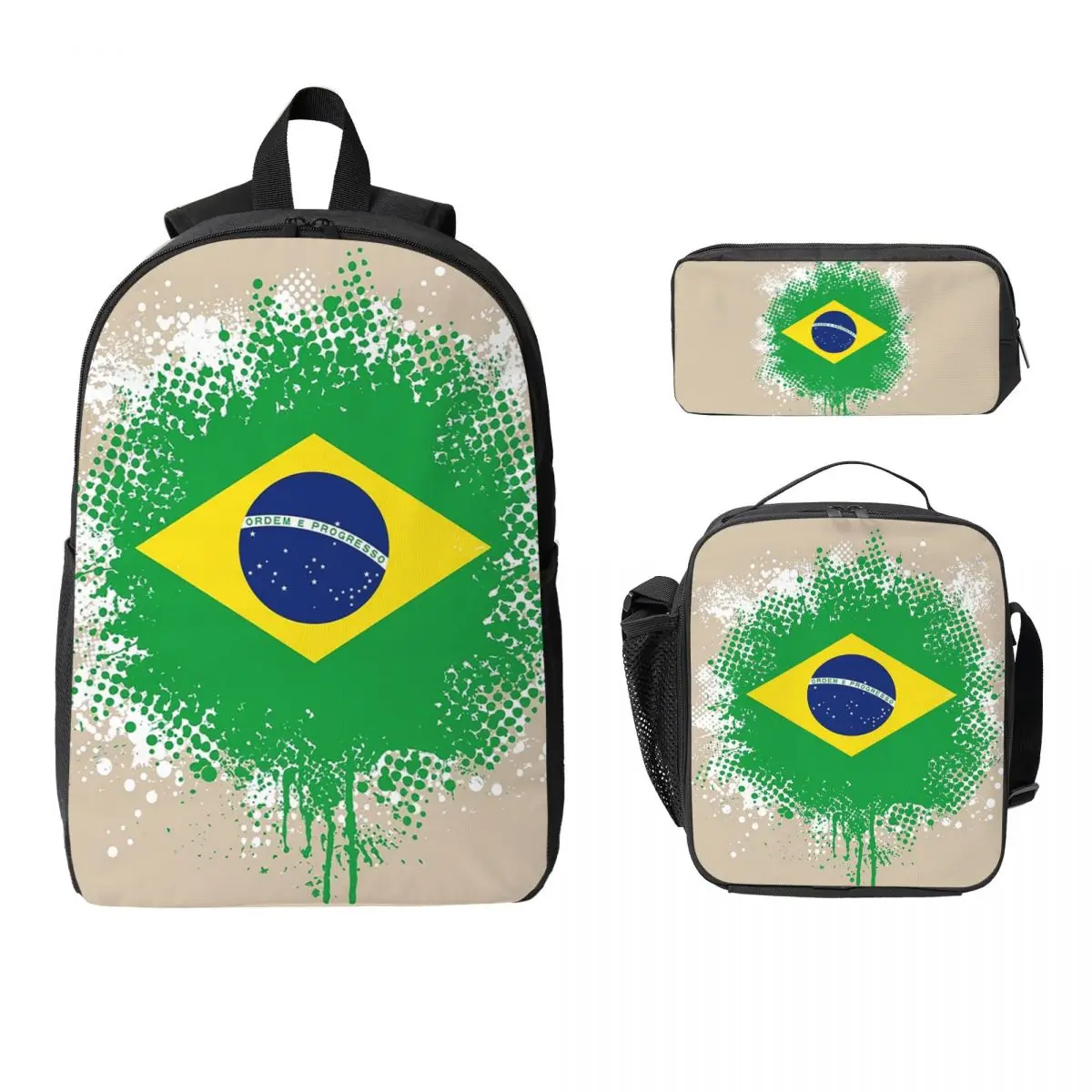 Flag Of Brazil Splat Backpack Student Boys Girls BookBag School Bag Computer Shoulder Bags 3ps Insulated Lunch Bag Pencil Case
Flag Of Brazil Splat Backpack Student Boys Girls BookBag School Bag Computer Shoulder Bags 3ps Insulated Lunch Bag Pencil Case