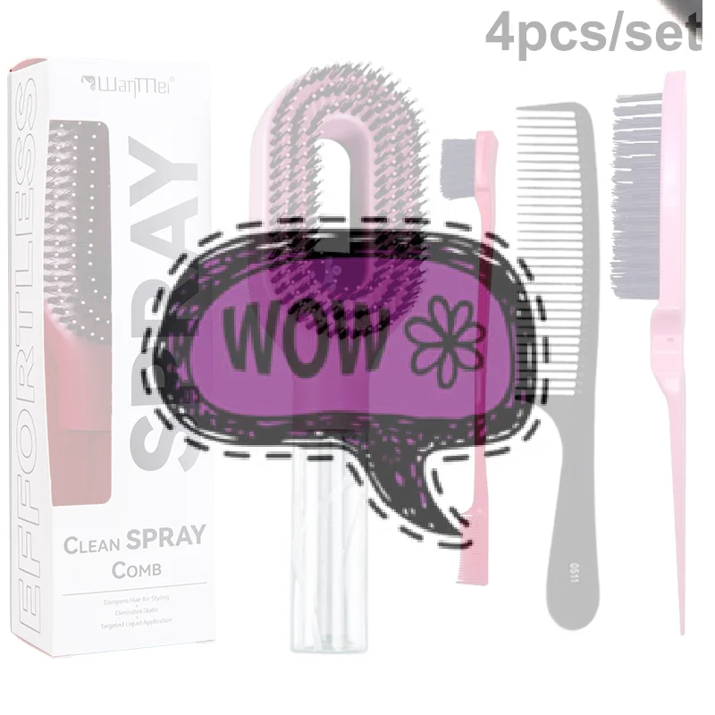 4Pcs Massage Comb Curved Rat Tail Comb Edge Control Brush 2-in-1 Detangling & Hydration Styling Set Perfect For Salon
4Pcs Massage Comb Curved Rat Tail Comb Edge Control Brush 2-in-1 Detangling & Hydration Styling Set Perfect For Salon