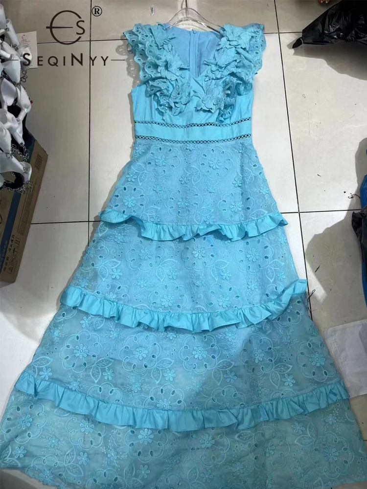 SEQINYY Elegant Midi Dress Summer Spring New Fashion Design Women Runway V-Neck Ruffles Hollow Out Embroidery Party High Street
SEQINYY Elegant Midi Dress Summer Spring New Fashion Design Women Runway V-Neck Ruffles Hollow Out Embroidery Party High Street