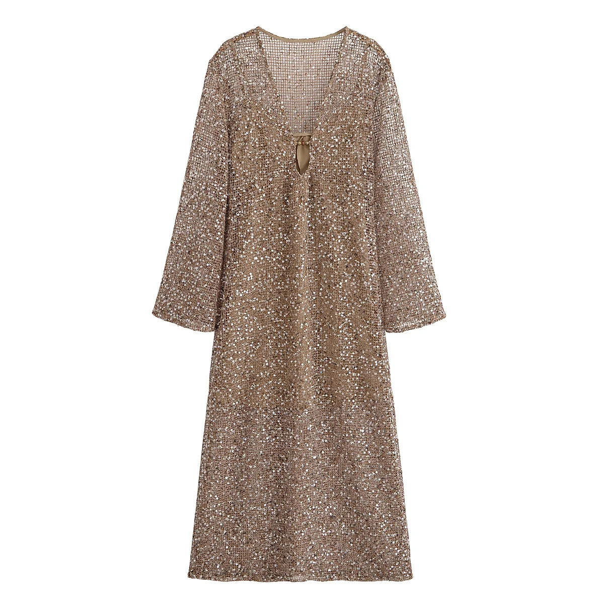 PB&ZA2025 new summer women's clothing casual fashion simple loose design versatile sequined midi long V-neck dress
PB&ZA2025 new summer women's clothing casual fashion simple loose design versatile sequined midi long V-neck dress