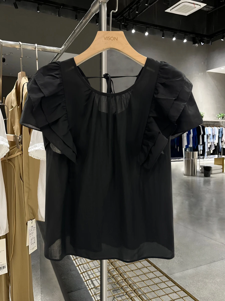 Black Short Sleeve Shirt Women's Beautiful Back Strap Casual Style Miniature Belly Show Summer Fashionable Trendy Top
Black Short Sleeve Shirt Women's Beautiful Back Strap Casual Style Miniature Belly Show Summer Fashionable Trendy Top