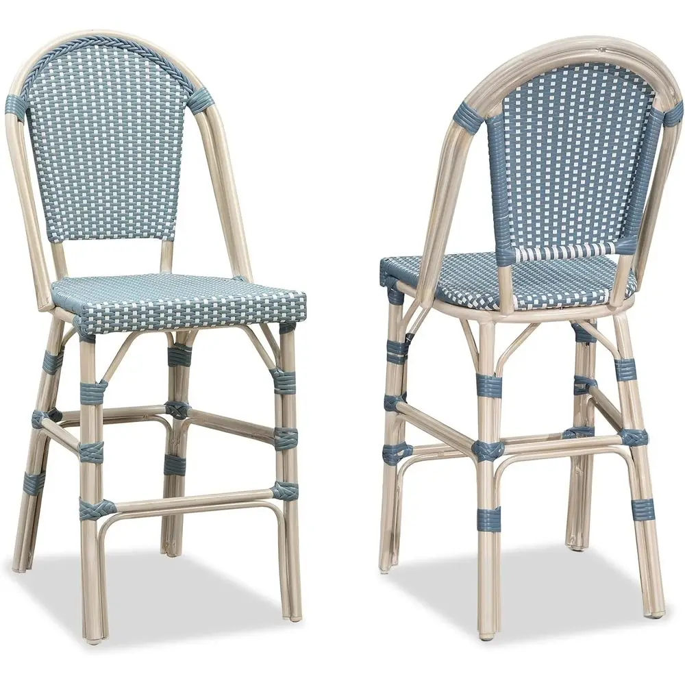 White 25 Outdoor Patio Bar Chairs Set of 2 with Back, Rattan Design, Suitable for Bistro or Kitchen Counter
White 25 Outdoor Patio Bar Chairs Set of 2 with Back, Rattan Design, Suitable for Bistro or Kitchen Counter
