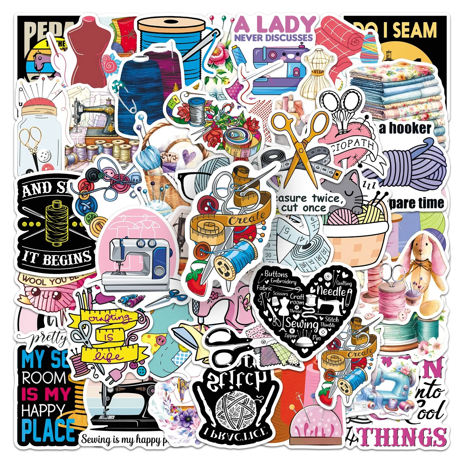 50-100PCS Cartoon Sewing Enthusiast Stickers Waterproof Decoration Notebook Stationery Helmet Skateboard Stickers
50-100PCS Cartoon Sewing Enthusiast Stickers Waterproof Decoration Notebook Stationery Helmet Skateboard Stickers