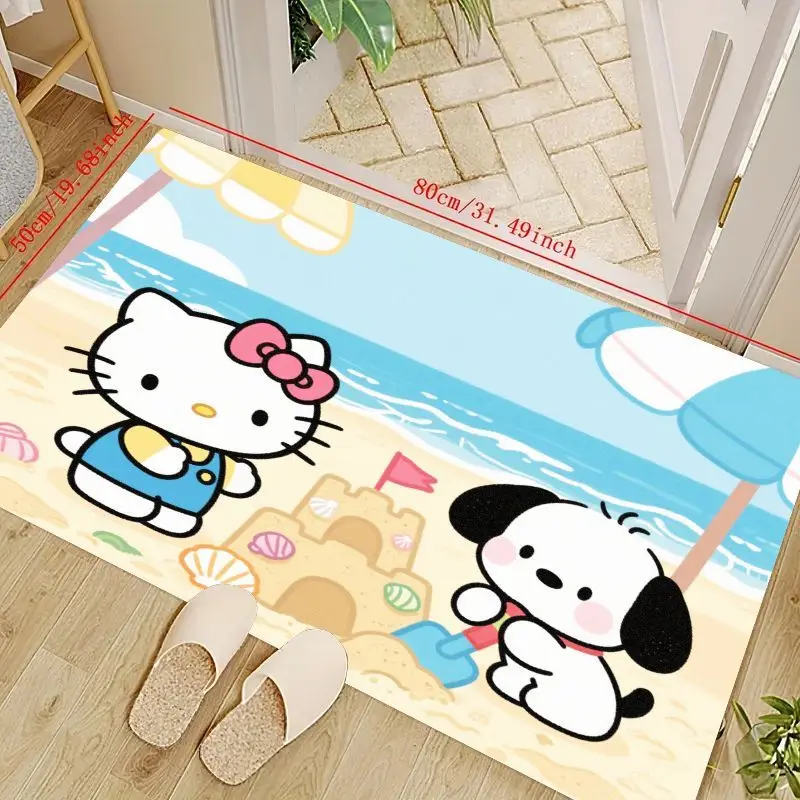 1PC Cute Sanrio Hello Kitty & Pochacco Beach Scene Floor Mat for Kids Room, Cartoon Ocean Sandcastle Design Non-Slip Washable Ru
1PC Cute Sanrio Hello Kitty & Pochacco Beach Scene Floor Mat for Kids Room, Cartoon Ocean Sandcastle Design Non-Slip Washable Ru
