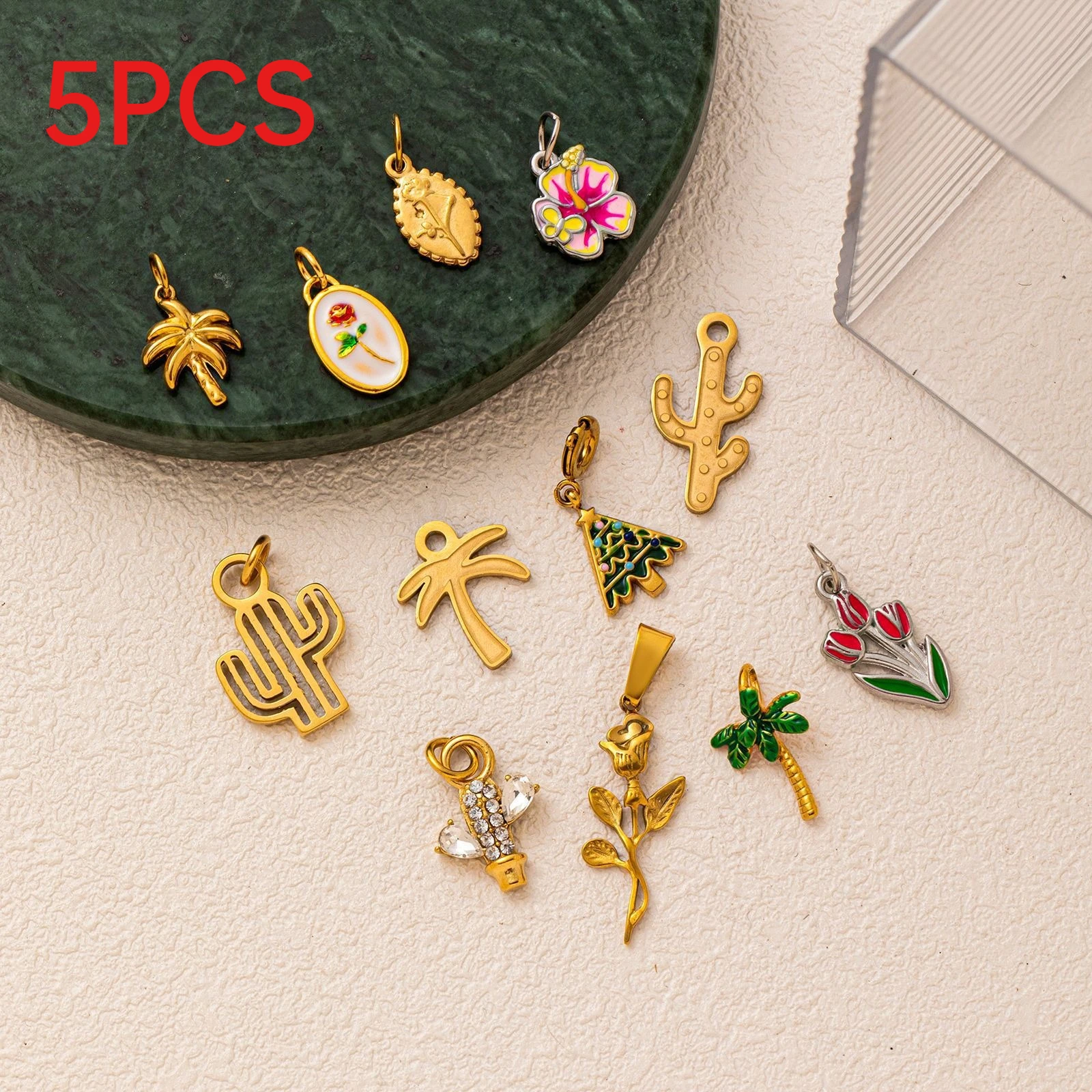 5Pcs Plant Charms Rose Cactus Tulip Palm Tree Pendants DIY Jewelry Making Accessories For Necklace Earring
5Pcs Plant Charms Rose Cactus Tulip Palm Tree Pendants DIY Jewelry Making Accessories For Necklace Earring