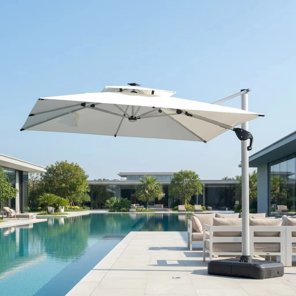 3x3M Square Canopy High-end Aluminum Frame LED Light 360 Rotating Cantilever Umbrella Outdoor Furniture
3x3M Square Canopy High-end Aluminum Frame LED Light 360 Rotating Cantilever Umbrella Outdoor Furniture