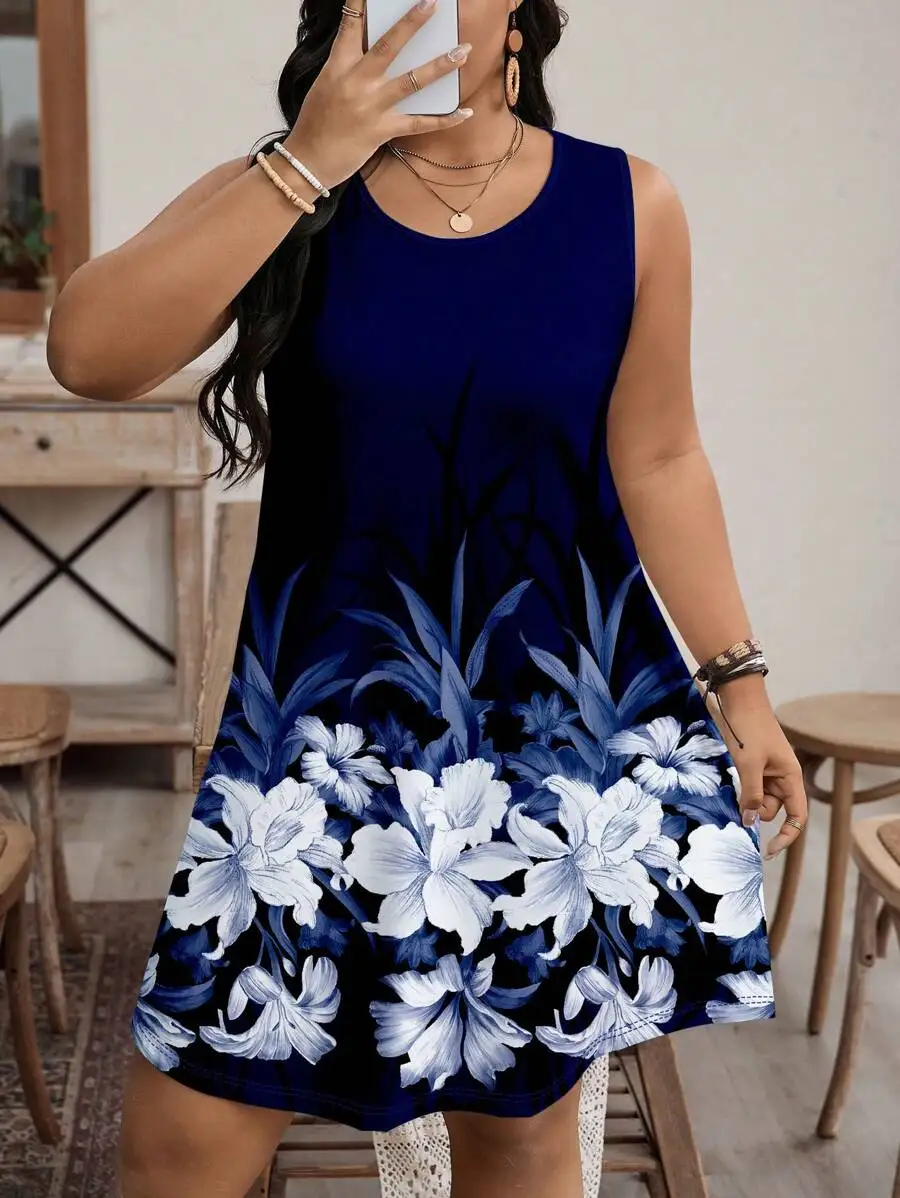 Plus Size Sleeveless Floral Print A-Line Casual Summer Dress For Women
Plus Size Sleeveless Floral Print A-Line Casual Summer Dress For Women