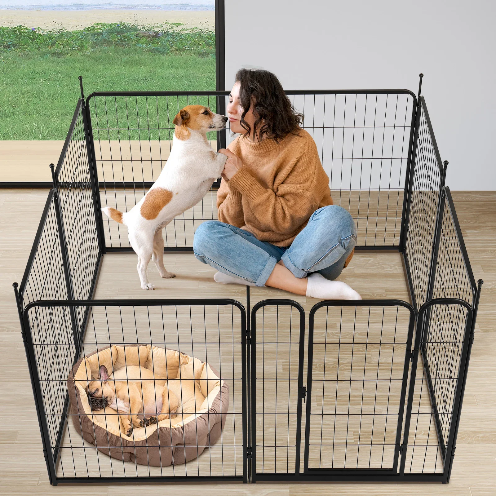 Dog Playpen Pet Dog Fence, 32" Height 8 Panels Metal Dog Pen, Outdoor Exercise Pen with Door for RV, Camping, Yard
Dog Playpen Pet Dog Fence, 32" Height 8 Panels Metal Dog Pen, Outdoor Exercise Pen with Door for RV, Camping, Yard