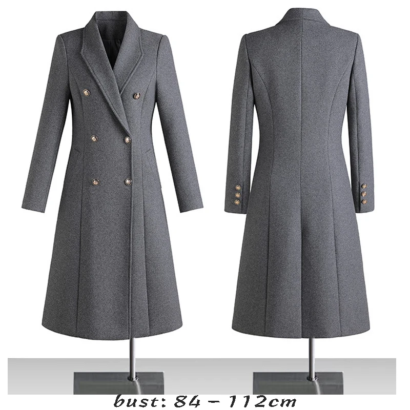 High quality wool blend long trench coat for women big size double breasted new winter 2023 elegant clothes - black grey blue
High quality wool blend long trench coat for women big size double breasted new winter 2023 elegant clothes - black grey blue