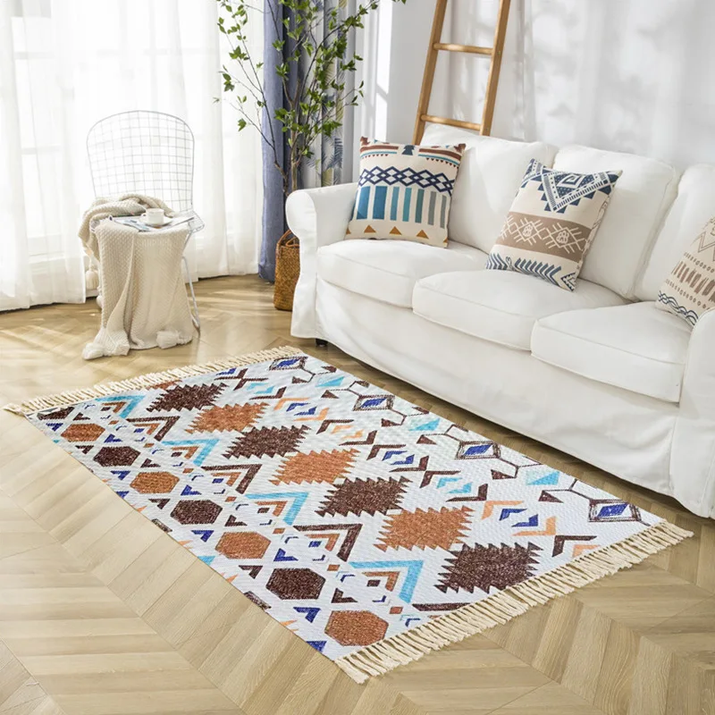 Morocco Bedroom Living Room Bedside Carpet Floor Mat Striped Cotton and Hemp Rectangular Fringe Carpet
Morocco Bedroom Living Room Bedside Carpet Floor Mat Striped Cotton and Hemp Rectangular Fringe Carpet
