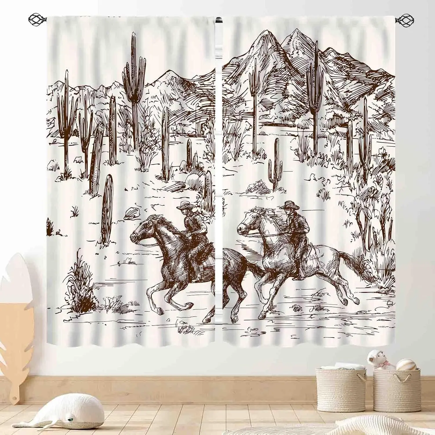 Western Curtains for Bedroom, Rustic Farmhouse Cowboys Riding Horse Wild West Desert Cactus Country Style Blackout Window Drapes
Western Curtains for Bedroom, Rustic Farmhouse Cowboys Riding Horse Wild West Desert Cactus Country Style Blackout Window Drapes