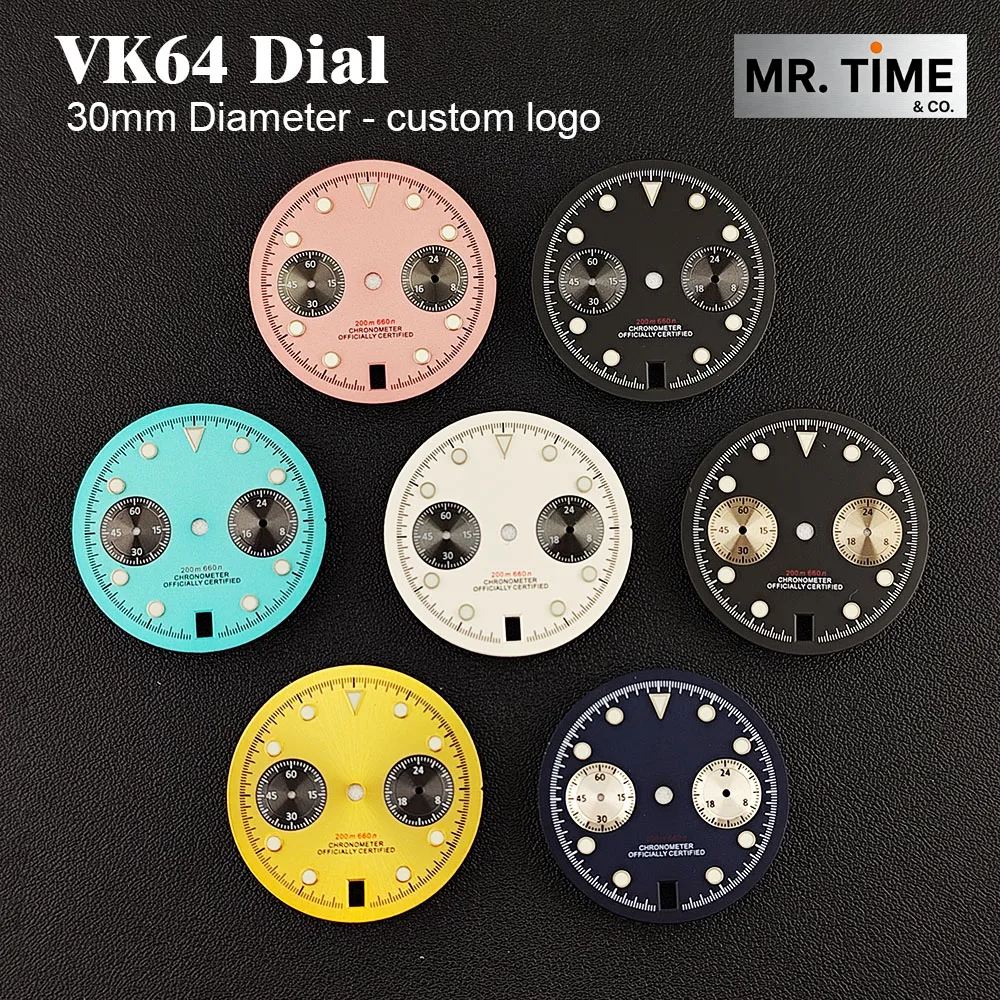 30mm dial VK64 dial men's watch custom logo panda dialgreen luminous suitable for VK64 quartz movement watch accessories
30mm dial VK64 dial men's watch custom logo panda dialgreen luminous suitable for VK64 quartz movement watch accessories