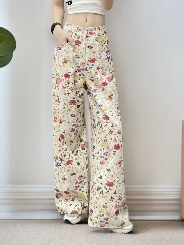 High Waist Straight Leg Floral Print Denim Pants Women's Wide Leg Jeans Casual Sle Autumn Faion plus Size No Stretch
High Waist Straight Leg Floral Print Denim Pants Women's Wide Leg Jeans Casual Sle Autumn Faion plus Size No Stretch