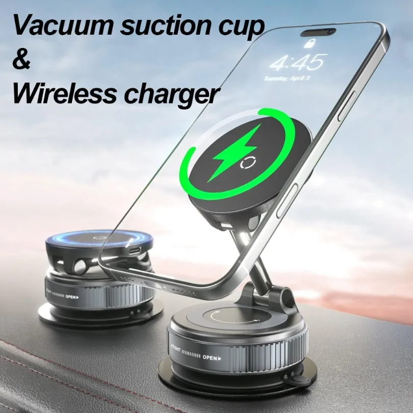 Car Magnetic Wireless Charger Phone Holder Vacuum Suction Cup Stand For iPhone 16-12 Pro Max 360° Rotation Fast Charging Station 
Car Magnetic Wireless Charger Phone Holder Vacuum Suction Cup Stand For iPhone 16-12 Pro Max 360° Rotation Fast Charging Station