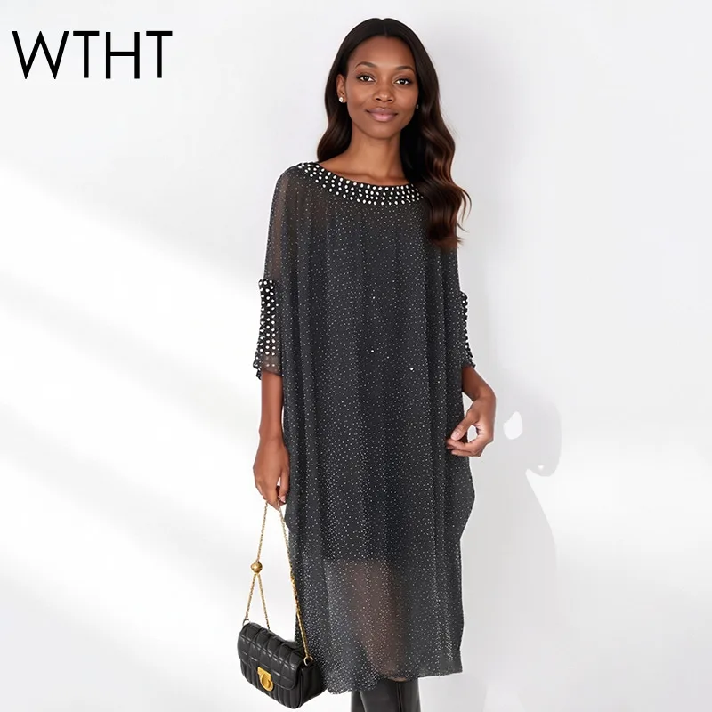 WTHT New Fashion Women's Heavy Industry Diamonds Party Dress 2026 Spring Trendy O-neck Long Sleeves Loose Dresses Female 1LS2931
WTHT New Fashion Women's Heavy Industry Diamonds Party Dress 2026 Spring Trendy O-neck Long Sleeves Loose Dresses Female 1LS2931