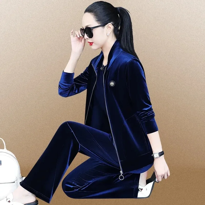 Leisure Sports Suits Women Spring Autumn Fashion Sweatshirt Gold Velvet Running Suit Oversize 4XL Loose Three-Piece Set JJ437
Leisure Sports Suits Women Spring Autumn Fashion Sweatshirt Gold Velvet Running Suit Oversize 4XL Loose Three-Piece Set JJ437
