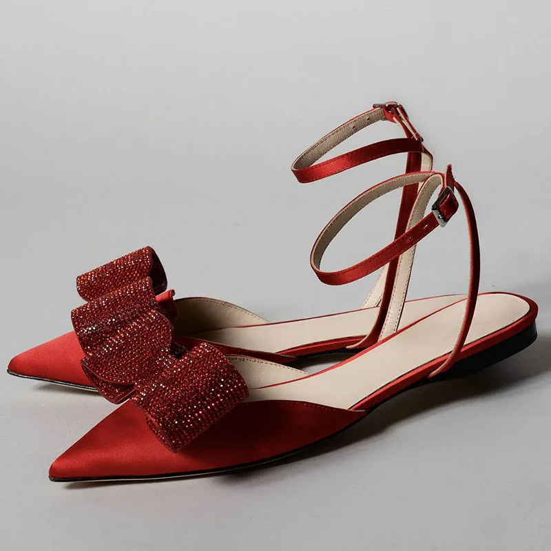 Pointed Toe Rhinestone Flats for Women 2023 Ankle Strap Pumps Bowknot Flat Shoes Red Crystal Party Footwear Silver Wedding Shoe
Pointed Toe Rhinestone Flats for Women 2023 Ankle Strap Pumps Bowknot Flat Shoes Red Crystal Party Footwear Silver Wedding Shoe