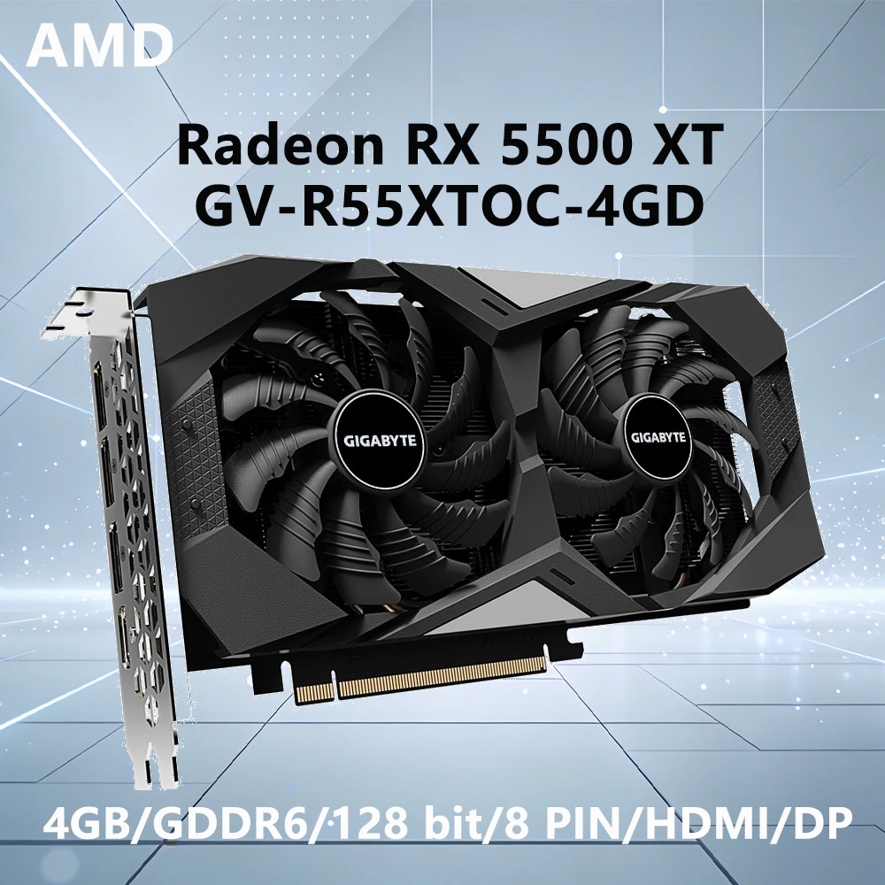 Видеокарта GIGABYTE AMD RX 5500 XT 4GB GDDR6 128-bit GPU GV R55XTOC 4GD с интерфейсами HDMI и DP, 8-контактным питанием, двухвентиляторным охлаждением для настольных ПК
Видеокарта GIGABYTE AMD RX 5500 XT 4GB GDDR6 128-bit GPU GV R55XTOC 4GD с интерфейсами HDMI и DP, 8-контактным питанием, двухвентиляторным охлаждением для настольных ПК