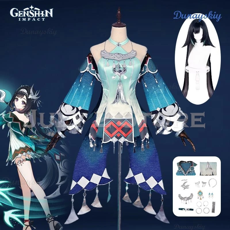Genshin Impact Lan Yan Cosplay Costume Wig Dress Headwear Earrings Liyue Spring Women Jade Halloween Party Women
Genshin Impact Lan Yan Cosplay Costume Wig Dress Headwear Earrings Liyue Spring Women Jade Halloween Party Women