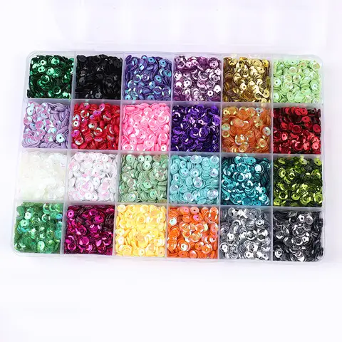 24 colori luminosi paillettes rotonde con retro piatto coriandoli paillettes cucito abito da sposa accessori artigianali fai da te